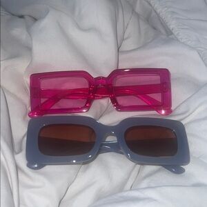 Colorful Pink and Gray Sunglasses Set Retro